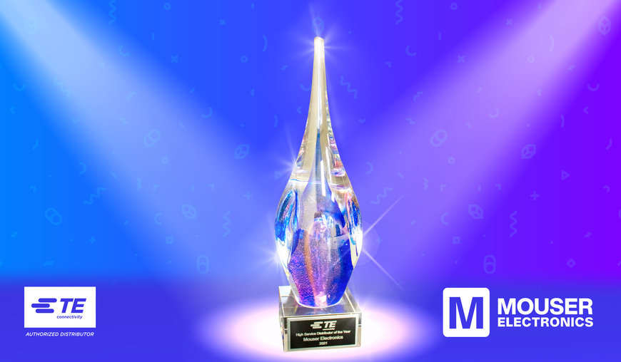 Mouser Electronics nominata per l’ottavo anno Global High Service Distributor of the Year da TE Connectivity